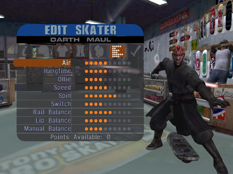 Darth Maul in Tony Hawk's Pro Skater 3 : r/gaming